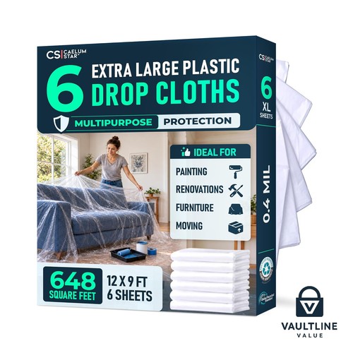 Plastic drop cloth pack - cloth, 6
