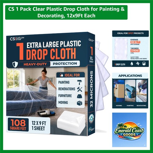 Clear plastic drop - cloth, 12x9