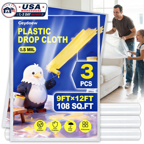 Pack plastic drop cloths for - 3,