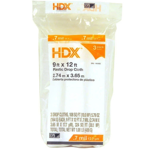 Plastic drop cloth pack - plastic, 9x12